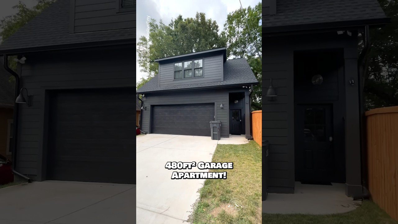 Would you live in this 480-sqft garage apartment? 🏡 #housetour #tinyhouse #tinyhome #hometour #ADU