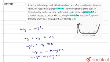 A particle slides along a track with elevated ends and a flat central part as shown in figure. T...