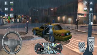 Taxi Sim 2020 | Driving Yellow Passenger CAB Car in Rain | Car Games Android iOS and mobile Gameplay screenshot 3