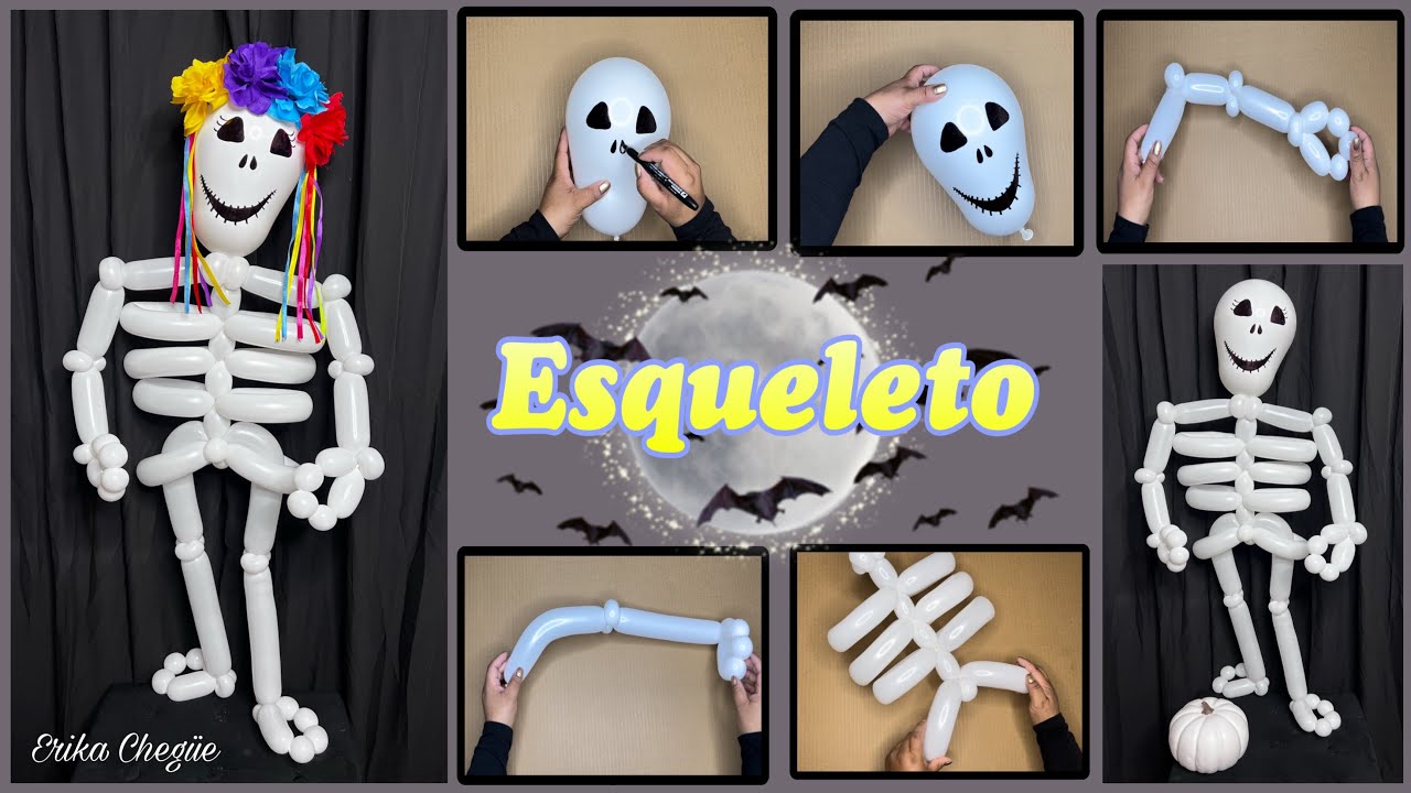 CÓMO HACER UN ESQUELETO DE GLOBOS PASO A PASO IDEAS DE HALLOWEEN / CHUMBALA CHUMBALA LAS CALAVERAS