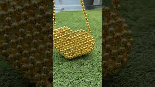 very easy and trendy golden pearl heart handbag| new pearl purse design