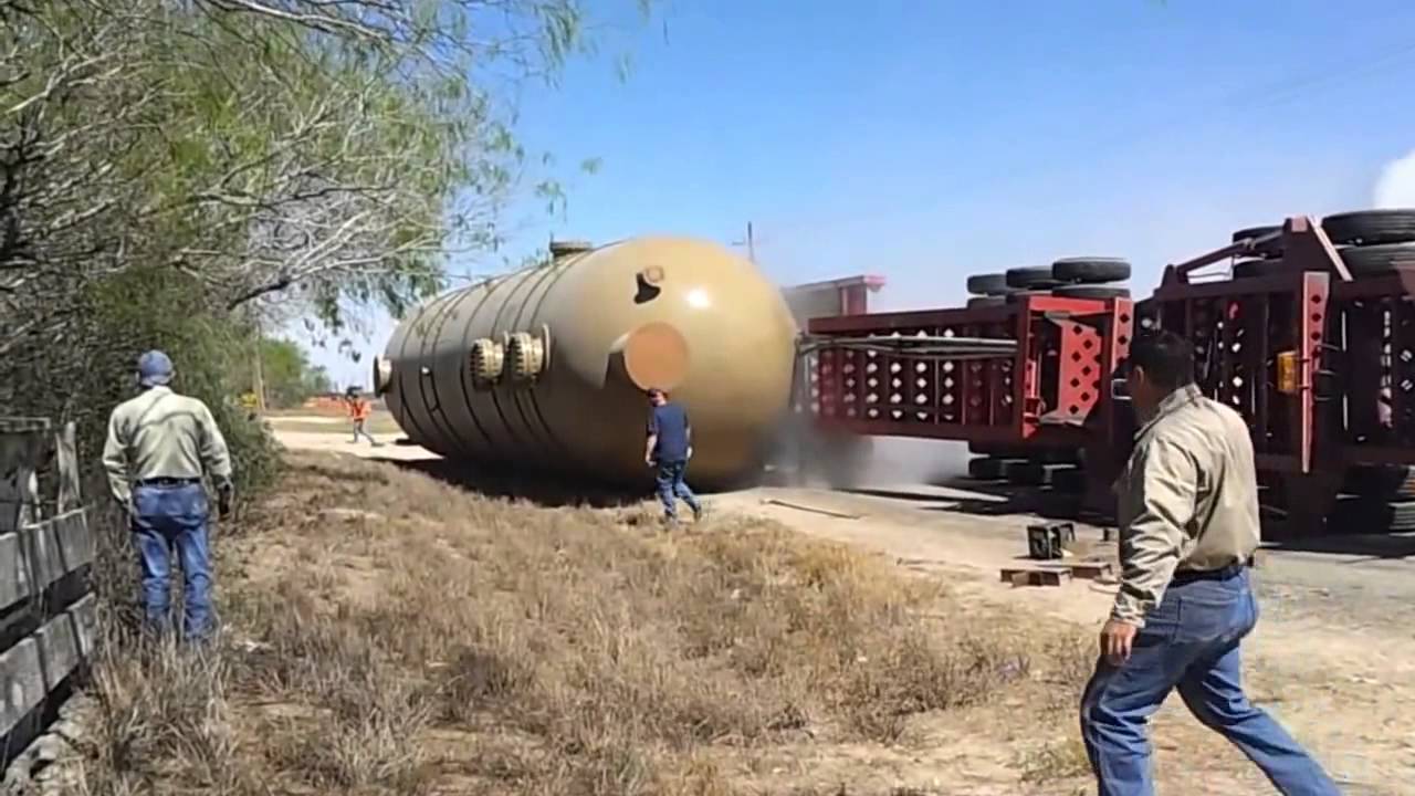 accident low boy carrying large tank YouTube