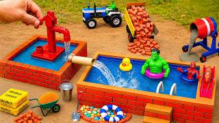 DIY Mini Brick Swimming Pool with Hand Pump| Fun Construction Science Project
