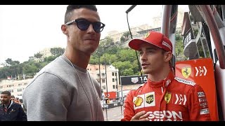 Ferrari’s Charles Leclerc meets Cristiano Ronaldo