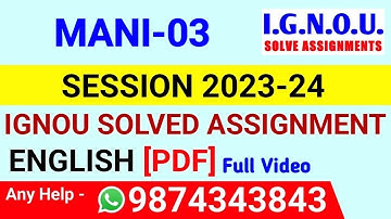 MANI 3 Solved Assignment 2023-24 English, MANI 3 Solved Assignment 23-24, MANI-03 Assignment