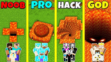 Minecraft Battle: NOOB vs PRO vs HACKER vs GOD: LAVA TUNNEL TRAP HOUSE BUILD CHALLENGE / Animation