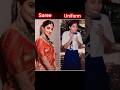Saree Queen 👑 vs School Uniform Charm ✨ #saree #shorts #ytshorts #viral #queen #trending