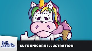 How To Draw A Cute Unicorn Cartoon Vector From Sketch Tutorial | Behind The Illustrations