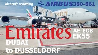 Emirates EK55 A6-EOB Airbus A380 from Dubai to Dusseldorf #emirates_airlines #spotting #düsseldorf