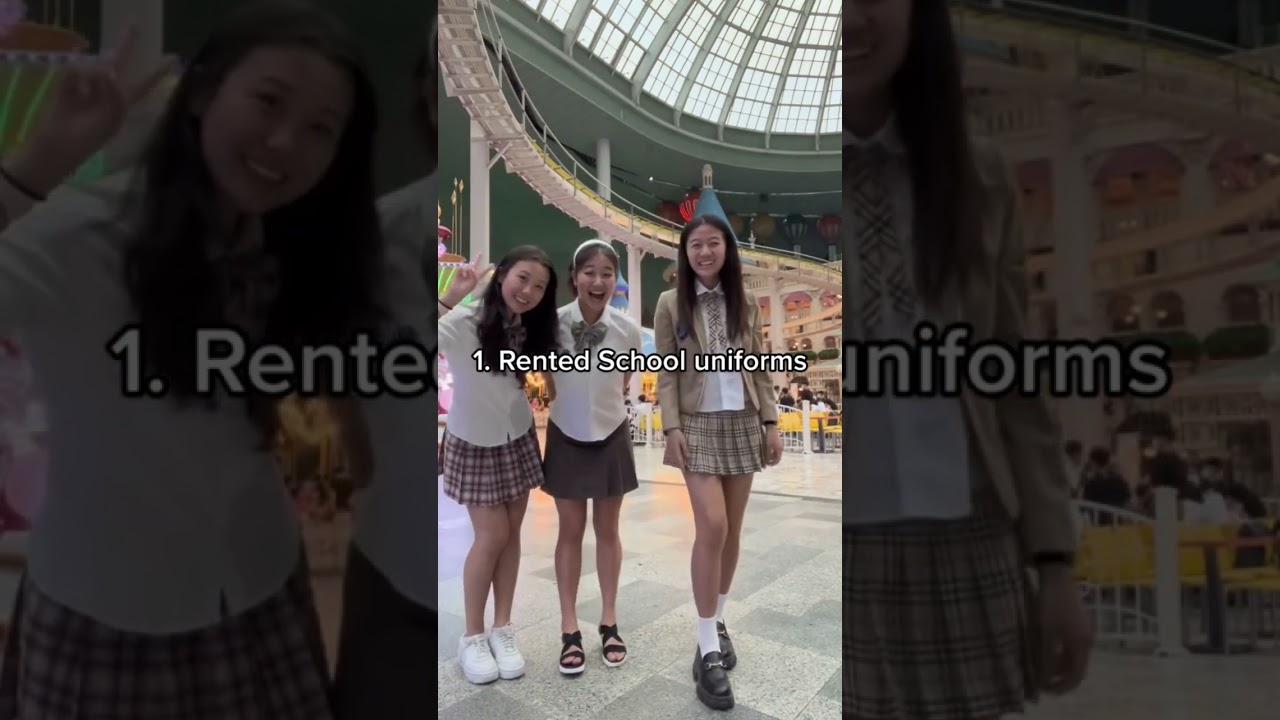 What people wear at Lotte World in Seoul Korea: school uniforms! #seoul #travelkorea #kdrama #korea