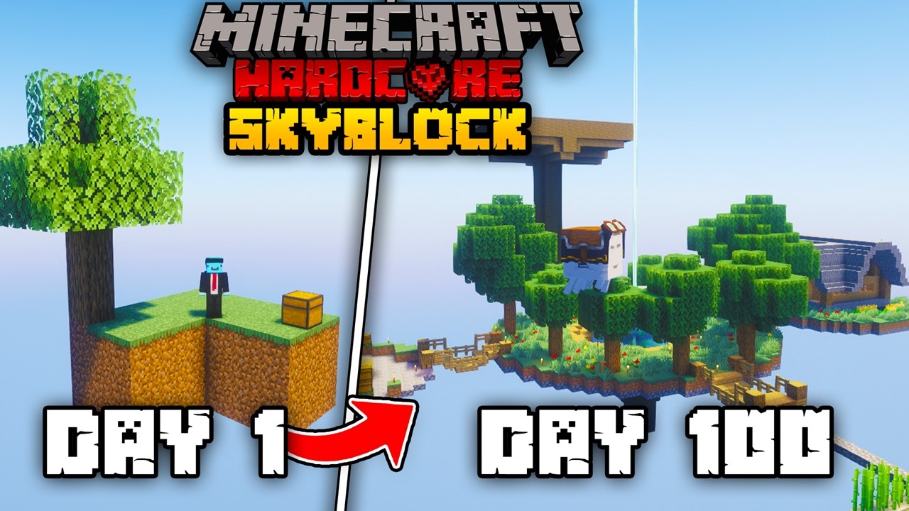I Survived 100 Days on SKYBLOCK in Minecraft Hardcore...