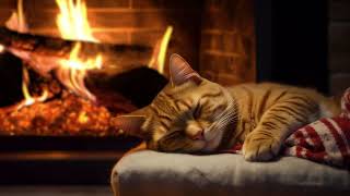 Cozy Hut With Purring Cat and Crackling Fireplace For Meditate, Relaxation, Deep Sleep