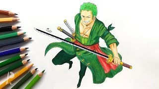 Drawing Roronoa Zoro with Colour Pencils | One Piece | Budget Art screenshot 4