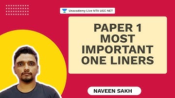 Paper 1 Most Important One Liners | Naveen | NTA UGC NET | Unacademy Live