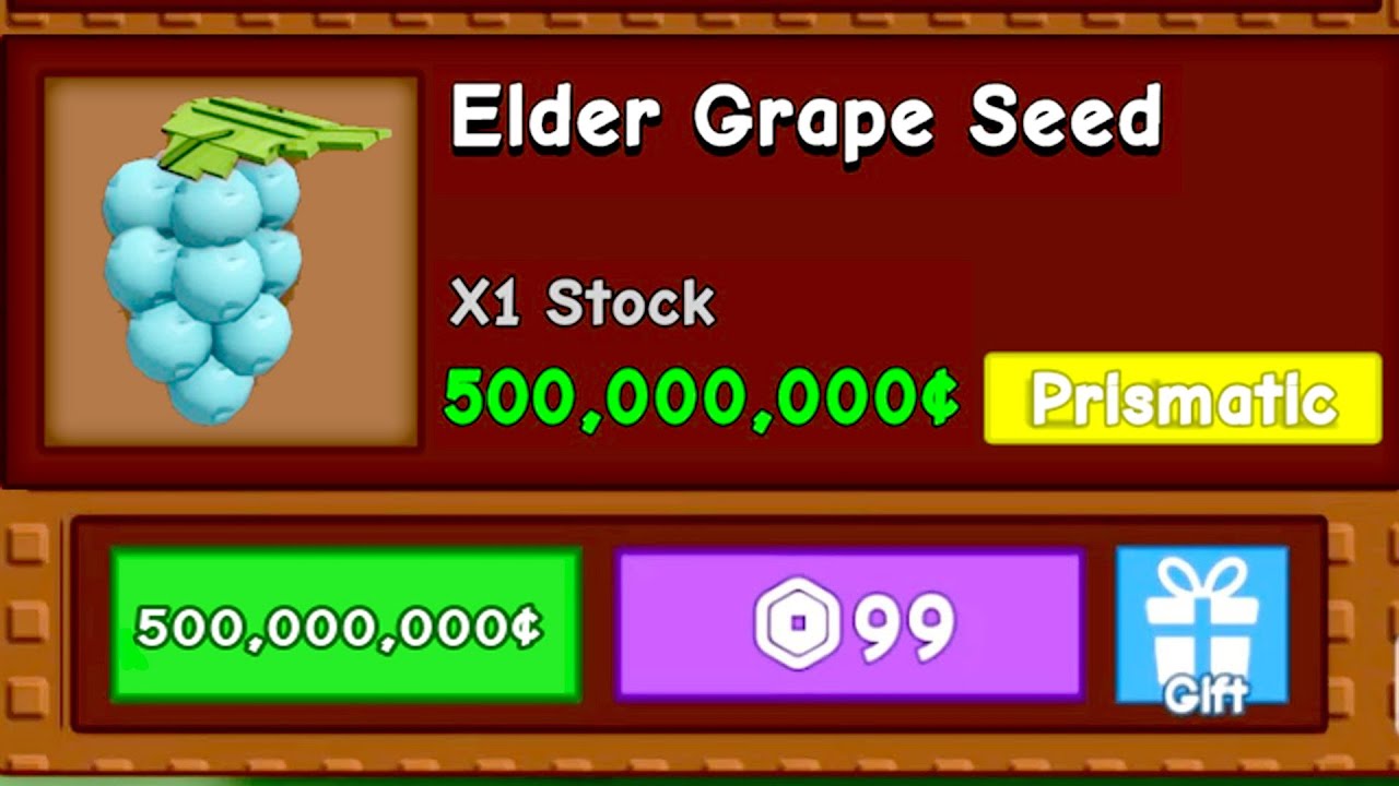 OMGGG! NEW ELDER GRAPE SEED in Grow A Garden? - YouTube