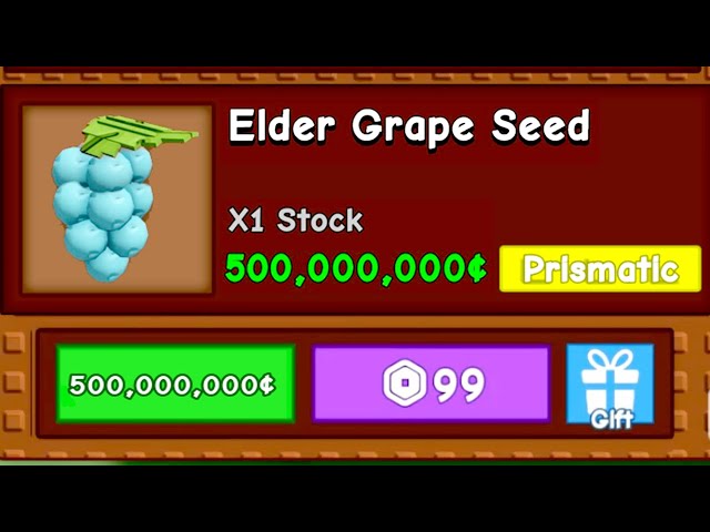 OMGGG! NEW ELDER GRAPE SEED in Grow A Garden? - YouTube