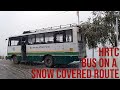 HRTC bus on a snow covered road at Sangrah | Himbus Shorts