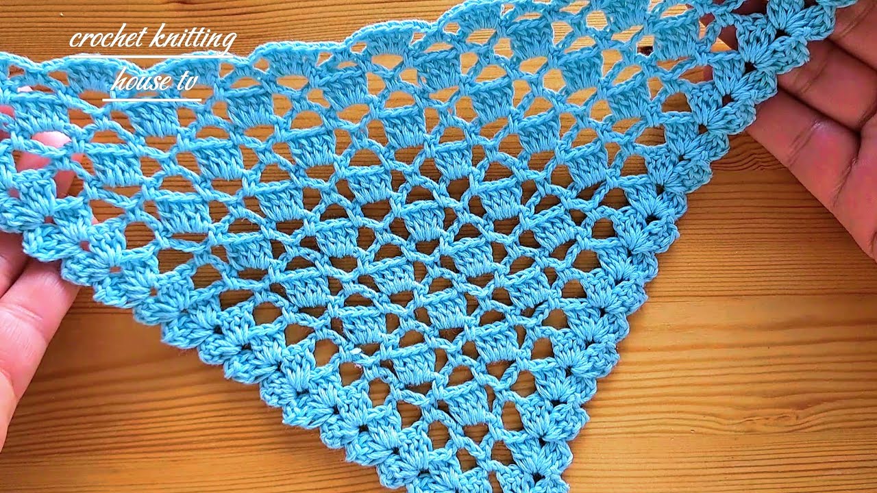 châle triangle au crochet magnifique super facile &rapide/2 rangées répétées/châle crochet