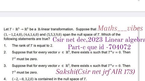 Csir net dec,2023 Linear algebra part-c que id-704072 | solution | #csir #mathematics #linearalgebra