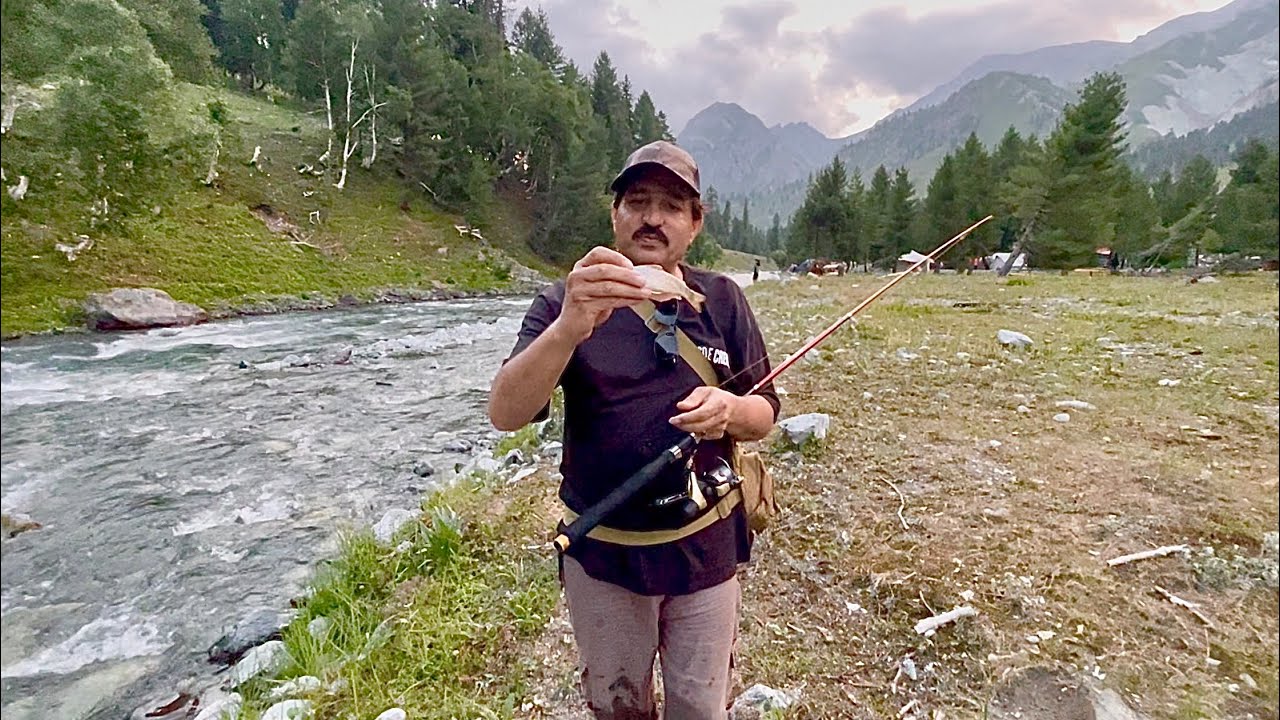 Caught tiny trout fish and release 