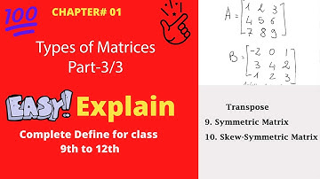 Types of Matrices || Row Matrix || Column Matrix || Easy Way || Class 9th || Urdu/Hindi Part(3/3)