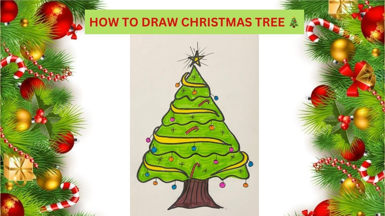 Christmas tree drawing easy step by step Christmas tree drawingeasy