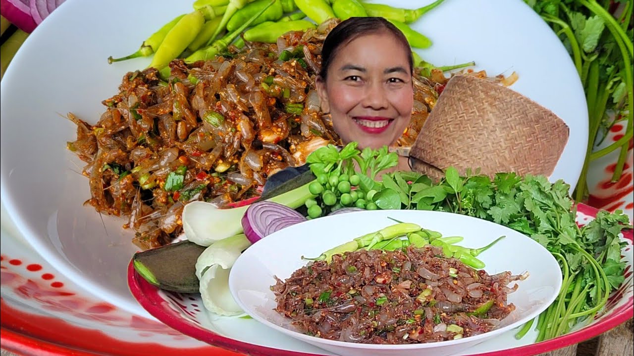 ก้อยกุ้งฝอยสดๆแกล้มผักหลายๆแซบคักเด้อจ้า 30-09-68