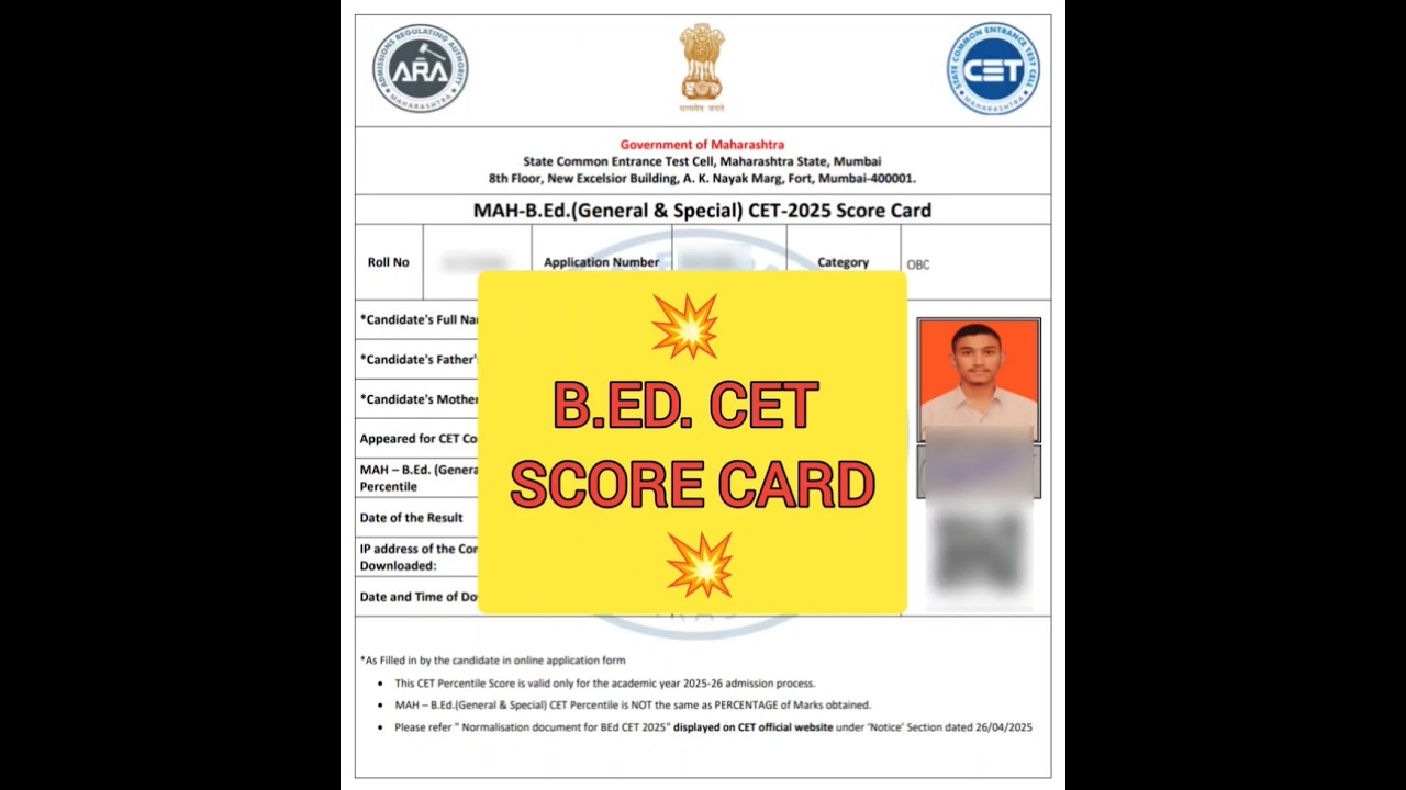 B.ed. Cet Score Card 2025..✍️🤩❤‍🔥