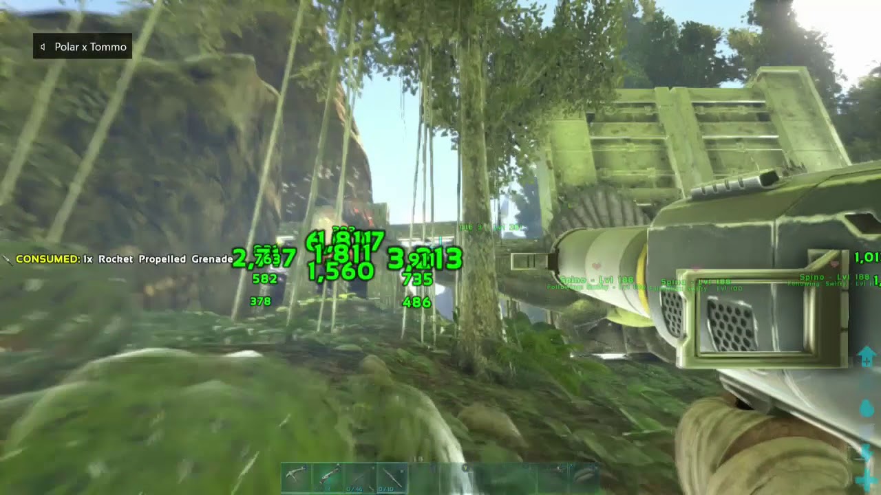 Ark Raid using Rockets, Spinos and more! YouTube