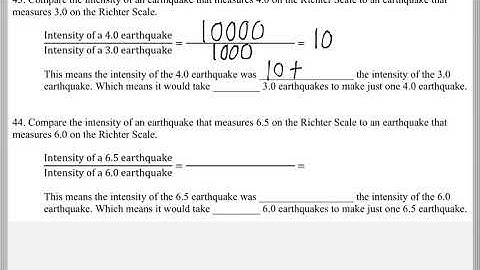 Math 119 : 10.3 #43, #44 (Intermediate Algebra Tutorial : Earthquake Richter Scale)