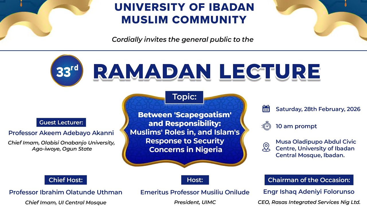 33rd Ramadan Lecture - University of Ibadan 1447AH