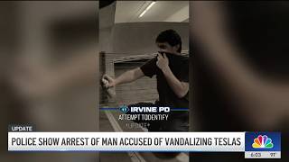 Man arrested for vandalizing over a dozen Teslas in Orange County