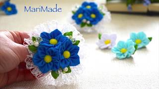 Резинки с Цветами из Репса Канзаши МК Laço Flower Tutorial Kanzashi