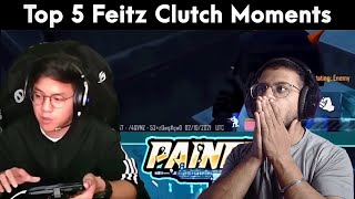 TOP 5 MOMENTS FEITZ 1V4 CLUTCH STREAMERS ON THEIR STREAM IN PUBG MOBILE || THEY ARE SHOCKED 😮