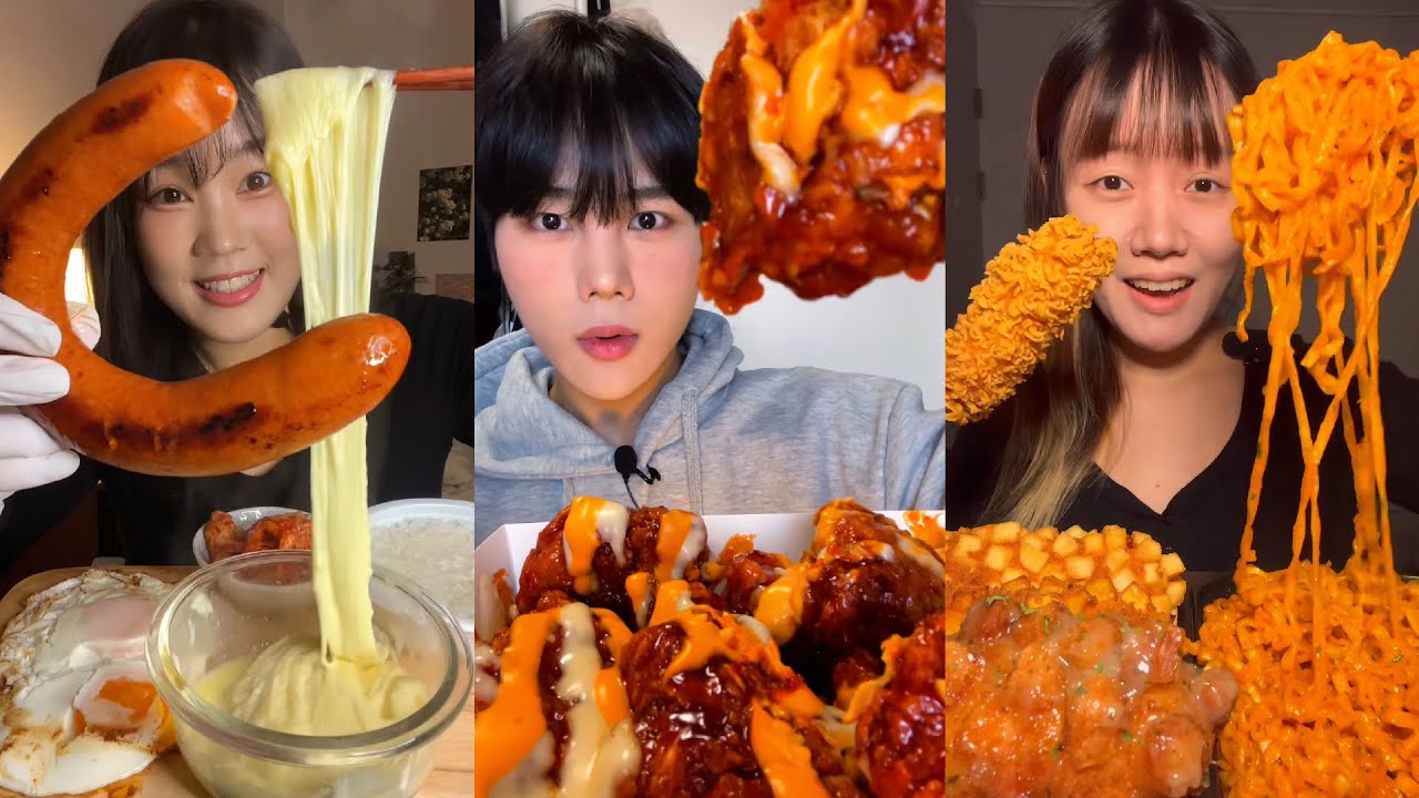 TIKTOK Mukbang Compilation | Korean Fried Chicken, Buldak, Wingstop, Chipotle & More!