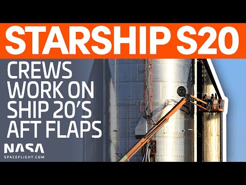 Crews Work on Ship 20's Aft Flaps | SpaceX Boca Chica