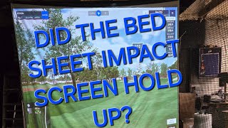 (3 year update) my impact screen is a bed sheet. #golf #golfsimulator #diy