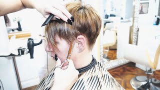 ANTI AGE HAIRCUT - SHORT BLONDE PIXIE CUT WITH SIDE BANGS