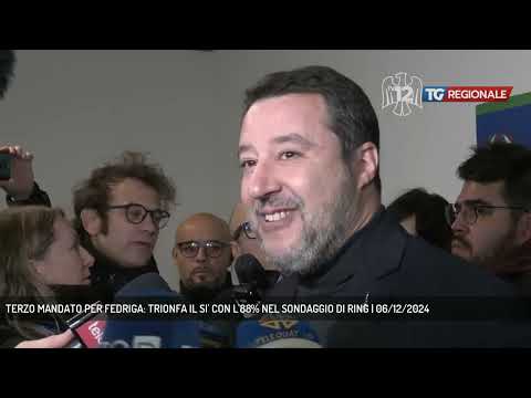 TERZO MANDATO PER FEDRIGA: TRIONFA IL SI' CON L'88% NEL SONDAGGIO DI RING | 06/12/2024