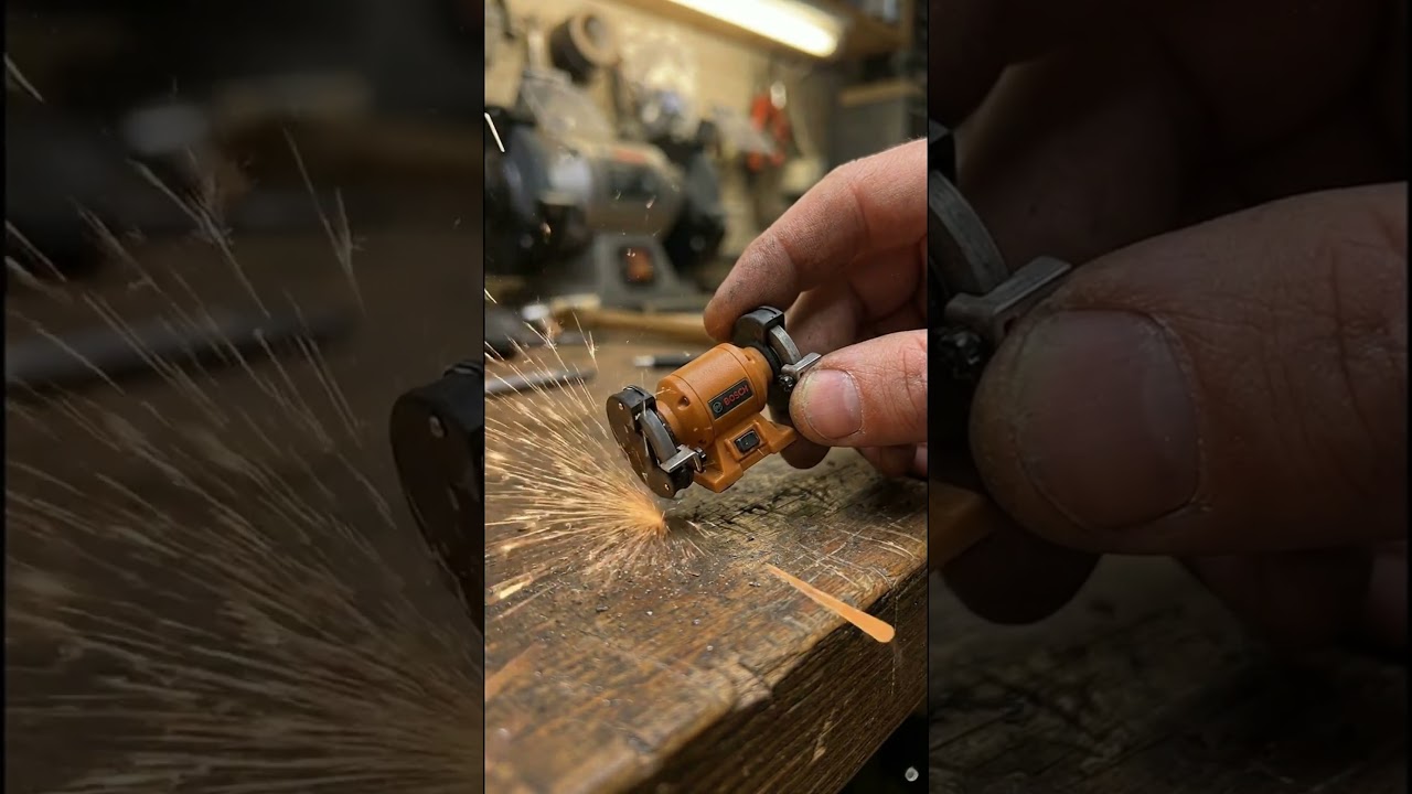 World’s Smallest Grinder Throwing Sparks