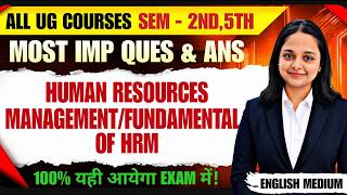 Human Resource Management (HRM) Important Questions &amp; Answers | Sem 2nd &amp; 5th | English Medium