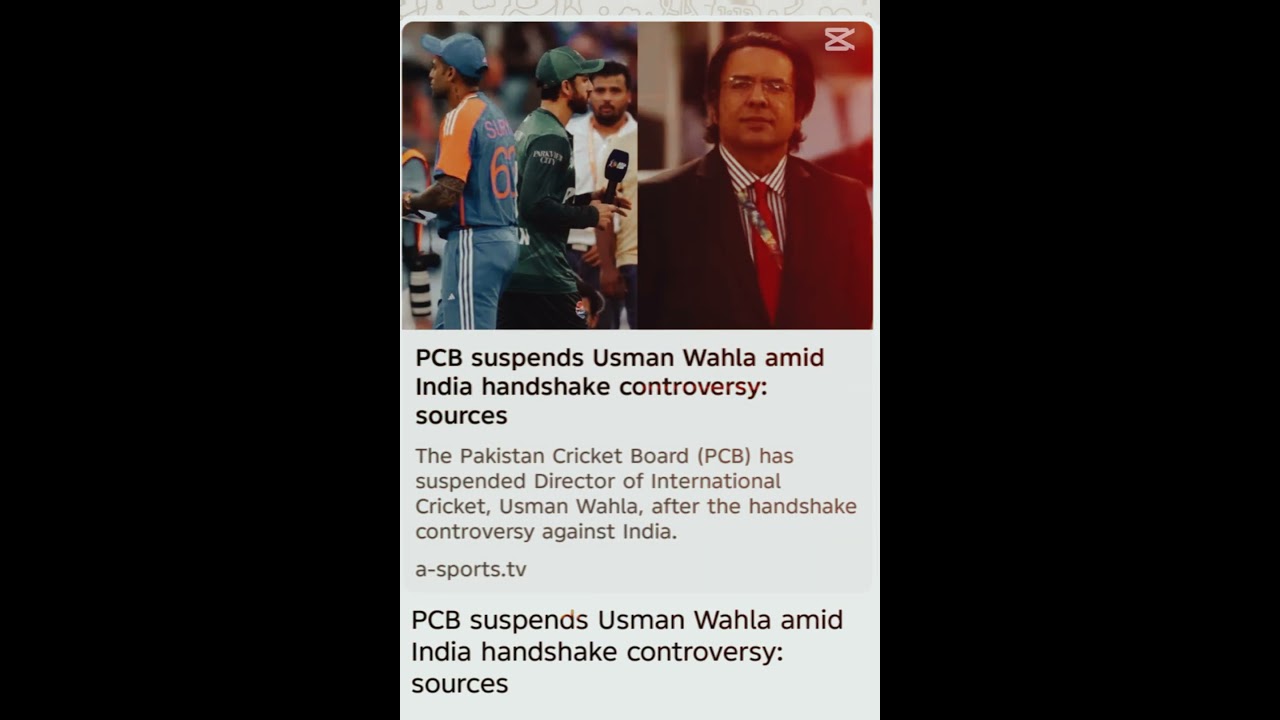 "PCB Suspends Usman whala After Handshake Controversy | Big Cricket Drama"