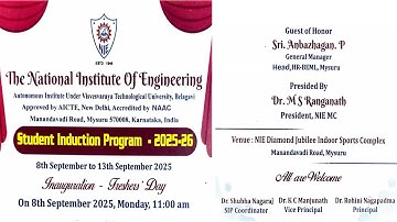 The National Institute Of Engineering, Student Induction Program - 2025-26