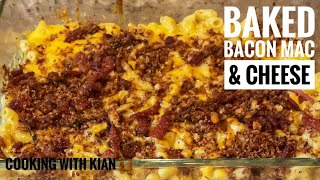 Baked Mac & Cheese with Bacon Breadcrumb Topping #youtube , #cooking #cheese #chef