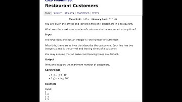 CSES | Sorting and Searching | Restaurant Customers