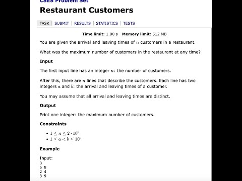 CSES | Sorting and Searching | Restaurant Customers