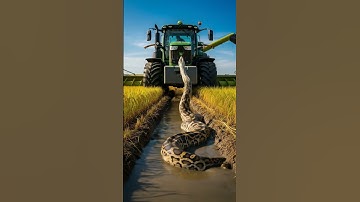 Terrifying Moment: Giant Snake Lurks in Rice Field Path of Tractor