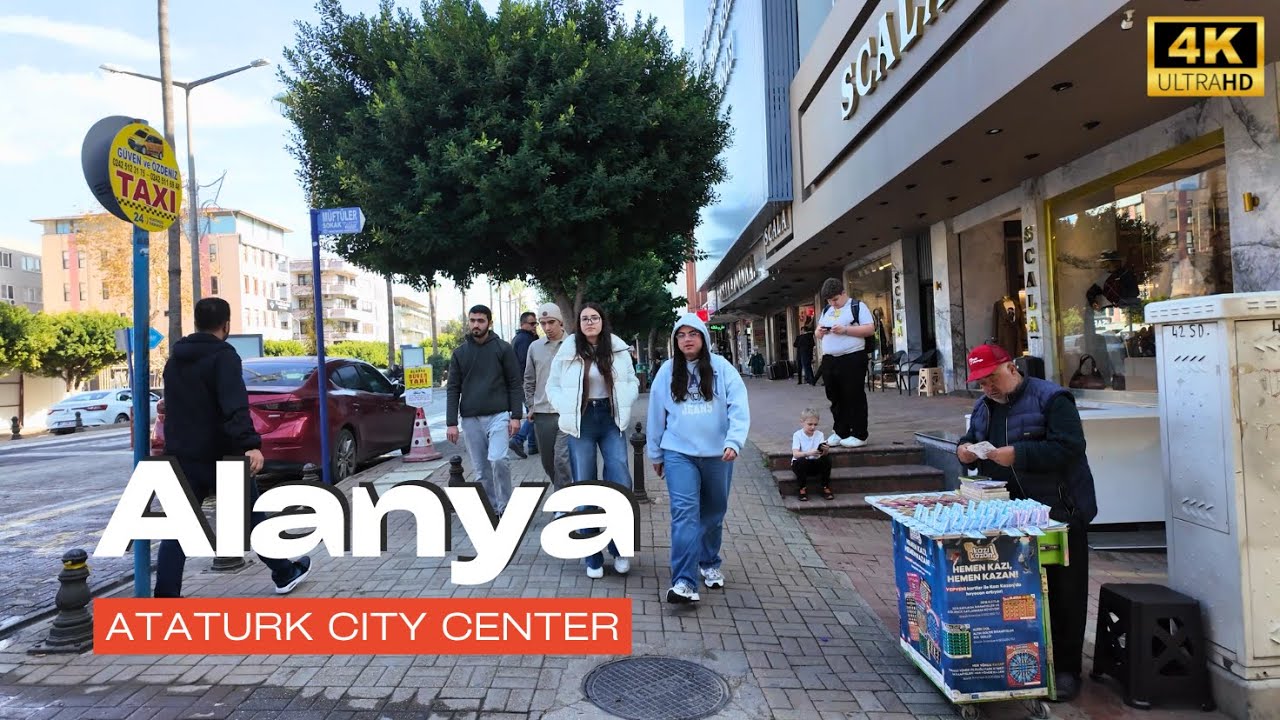 Alanya Atatürk Street City Center Walking Tour 🇹🇷 | Winter Walk in Alanya 4K