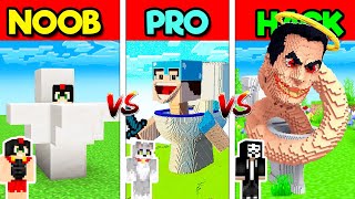 Construimos SKIBIDI TOILET NOOB vs PRO vs HACK en Minecraft