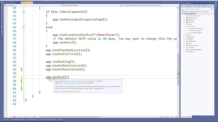 Fix : Using useMvc to Configure MVC is not supported while using Endpoint Routing Warning Message